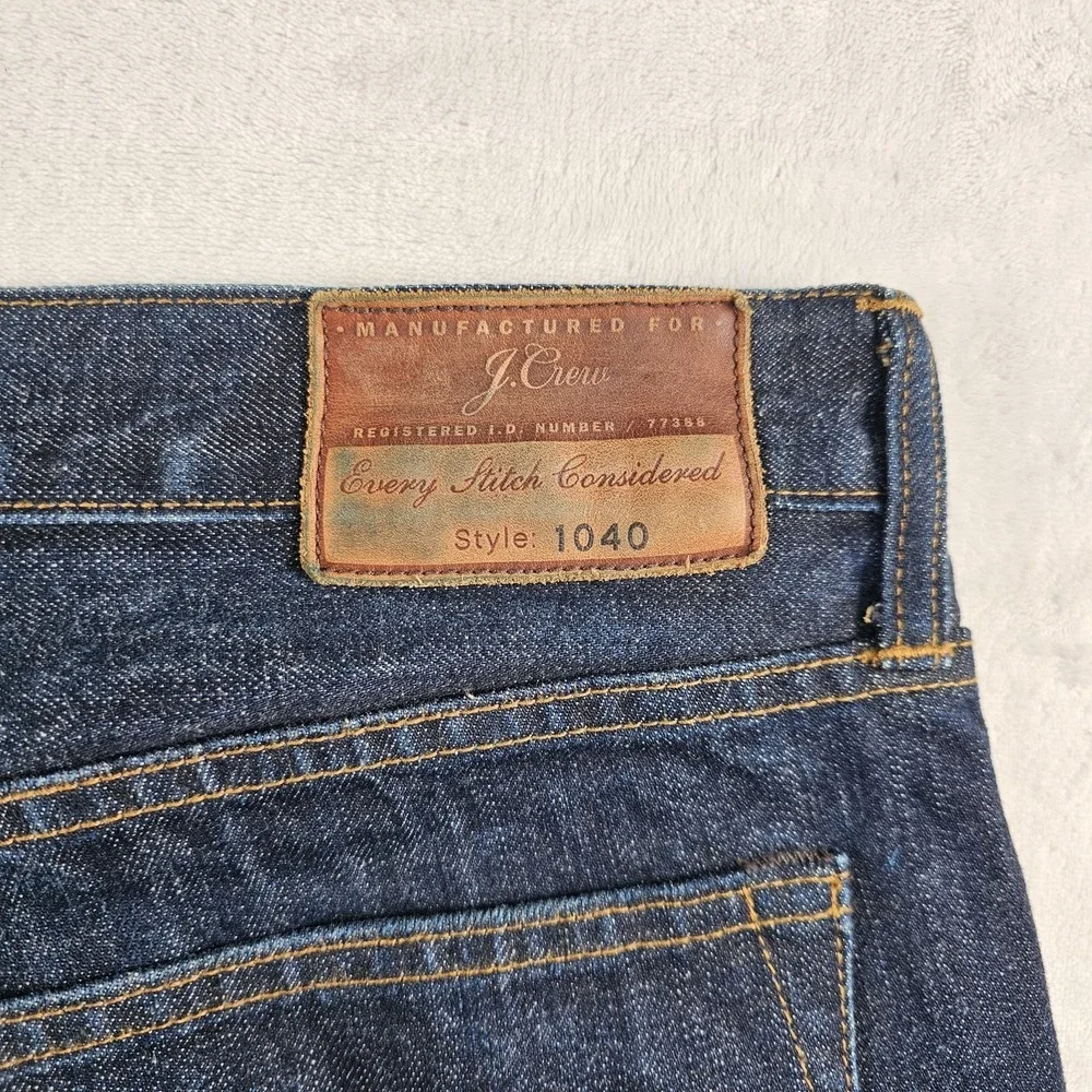 J.Crew 1040 Jeans Men 36x32 Kaihara Denim Japanese Fabric Dark Wash C9053 Indigo